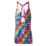 Rainbow Open-back Chainmail Mini Dress