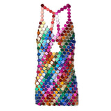 Rainbow Open-back Chainmail Mini Dress