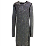 Long sleeve Full Diamond Slim Mid-length Dress